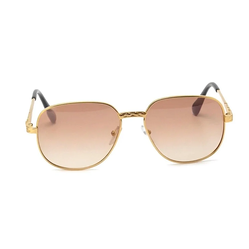 Mens Gold Aviator Sunglasses Brown Gradient Lens Retro Filigree Metal Frame 2026